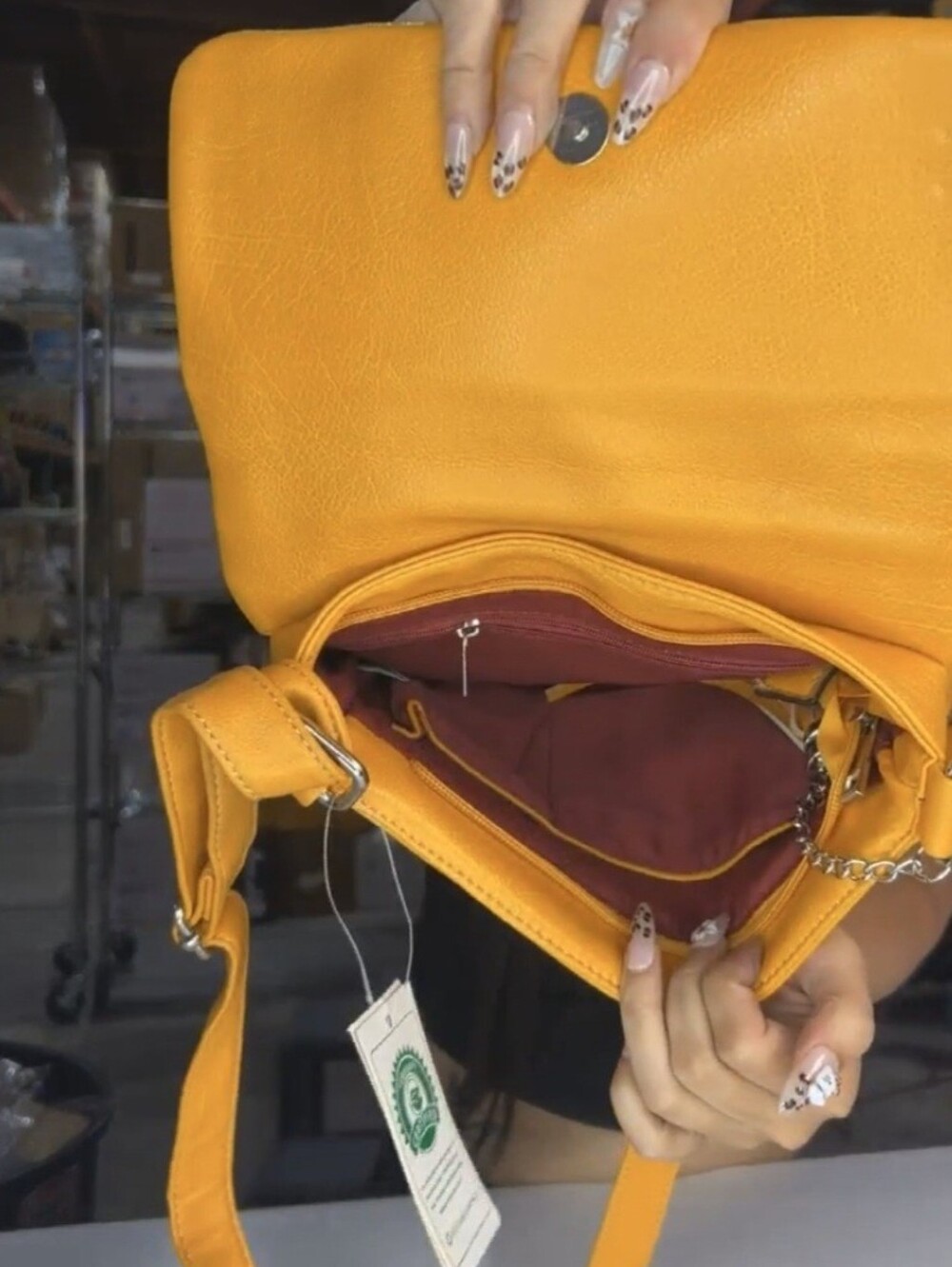 Yellow Studded Crossbody Shoulder Bag Mustard Color NEW - Picture 3 of 13